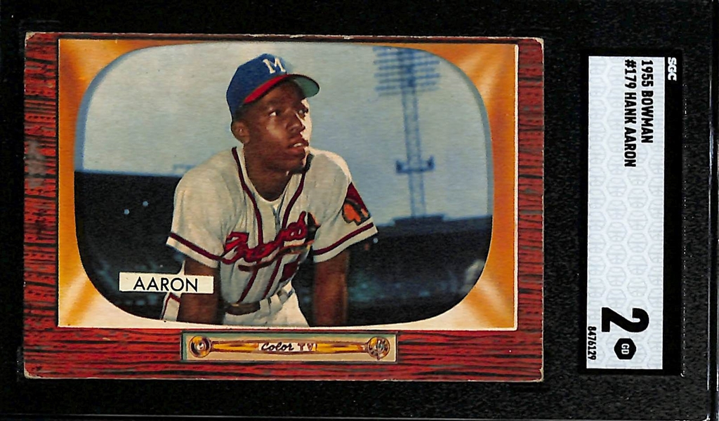 Hank Aaron Lot - 1955 Bowman #179 (SGC 2) & 1958 All-Star #488 (SGC 6)